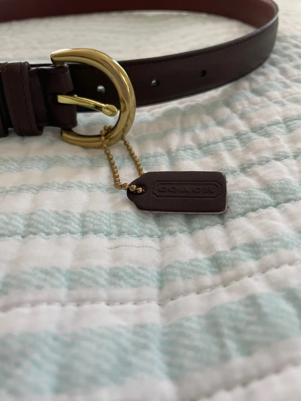 Coach Dark Brown Leather Belt with Gold Buckle - Picture 2 of 10
